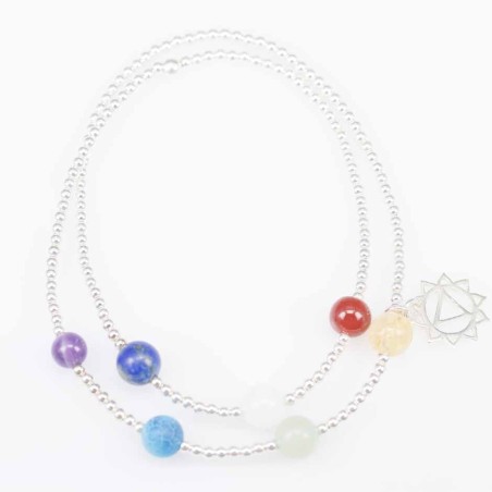 Bracelet ball plain with pendant Chakras