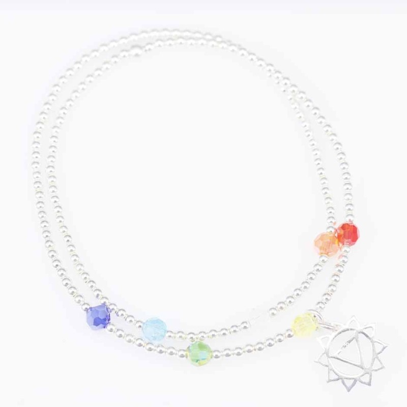 Bracelet ball plain with pendant Chakras