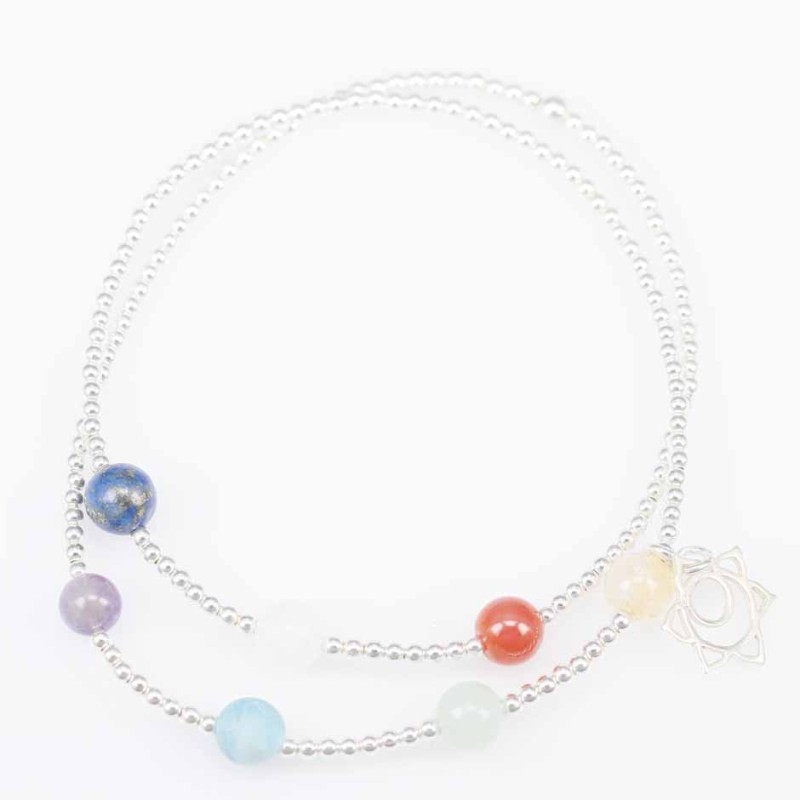 Bracelet ball plain with pendant Chakras