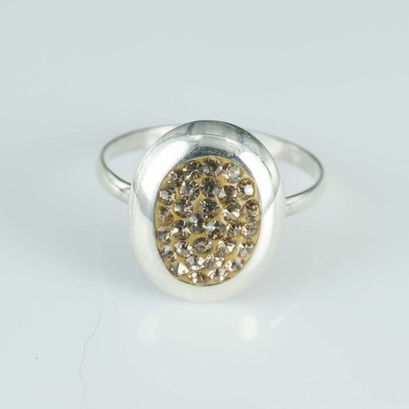 Ring Oval Crystal Golden 8x10mm.