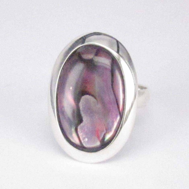 Ring Oval Stone 13x18mm. Rose Abalon