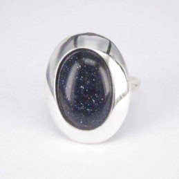 Ring Oval Stone 13x18mm. Blue sun Stone