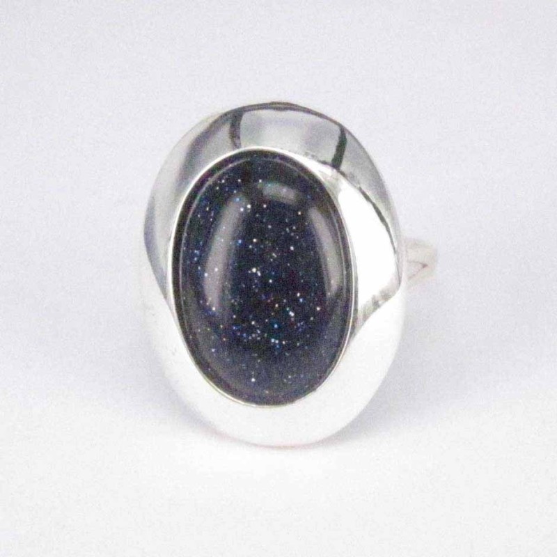 Ring Oval Stone 13x18mm. Blue sun Stone