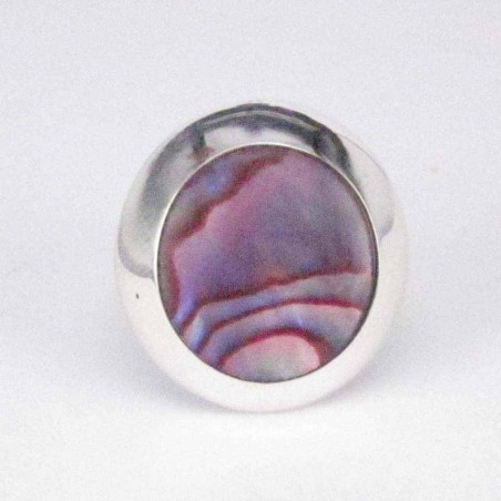 Ring Round Stone 14mm. Rose Abalone