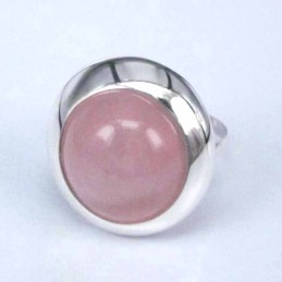 Ring Round Stone 14mm. Rose Quartz