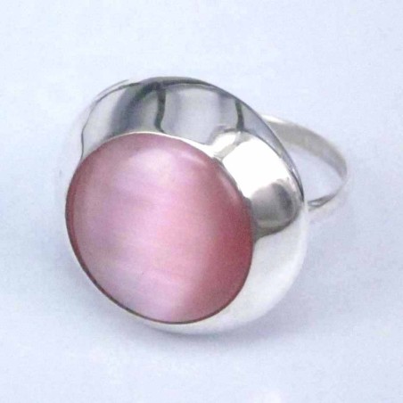 Ring Round Stone 14mm. Cat Eye Rose