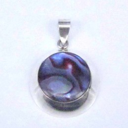 Pend. Round Stone 14mm. Rose Abalon Stone