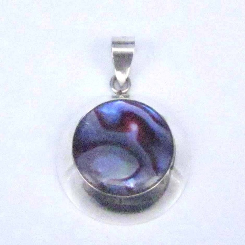 Pend. Round Stone 14mm. Rose Abalon Stone Pend. Round Stone 14mm. Rose Abalon Stone