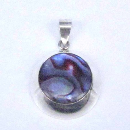 Pend. Round Stone 14mm. Rose Abalon Stone