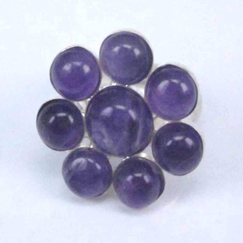 Ring Flower 8 Stones Ametisth Stone