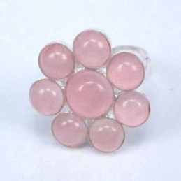 Ring Flower 8 Stones Rose Quartz