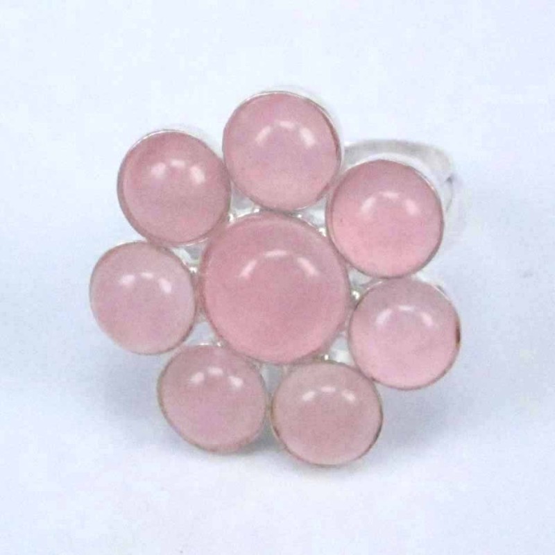 Ring Flower 8 Stones Rose Quartz Ring Flower 8 Stones Rose Quartz