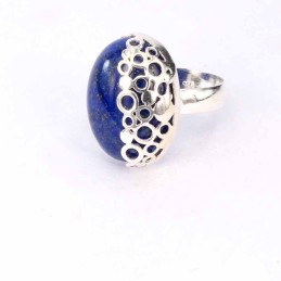 Ring Half Face Stone 15x20mm. Lapis