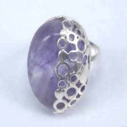 Ring Half Face Stone 15x20mm. Ametisth