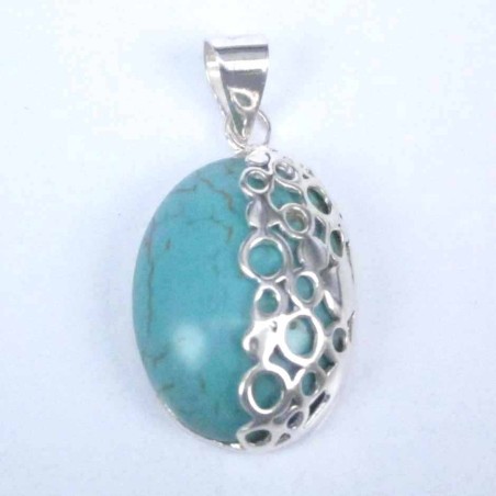 Pend. half face stone 15x20mm. Turquoise