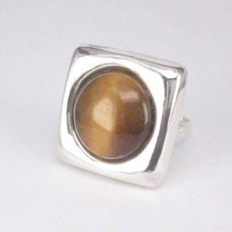 Ring Square Stone 14mm. Tiger Eye