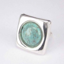 Ring Square Stone 14mm. Turquoise