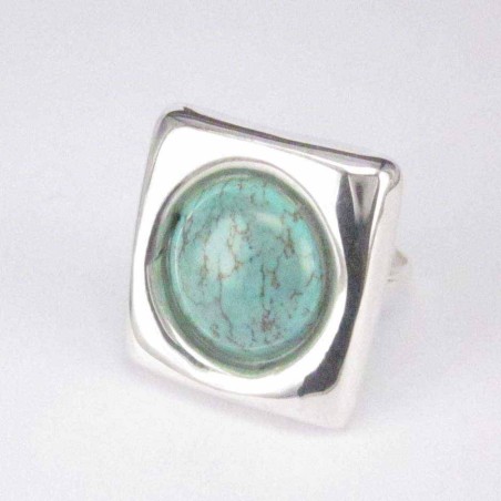 Ring Square Stone 14mm. Turquoise