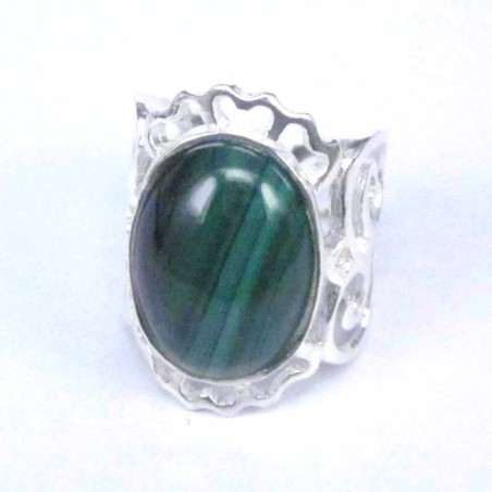 Ring Spirals Stone 12x16mm. Malachite