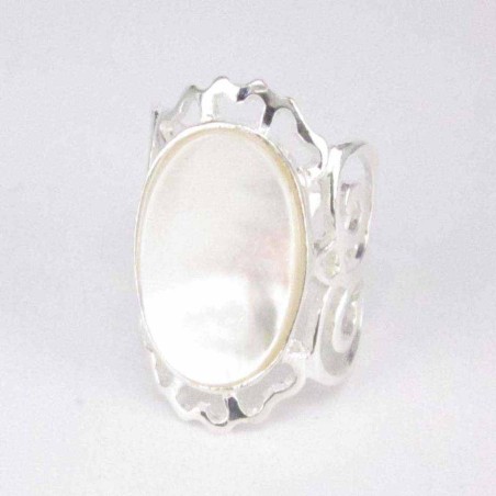 Ring Spirals Stone 12x16mm. MOP