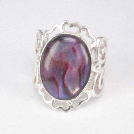 Ring Spirals Stone 12x16mm. Rose Abalon
