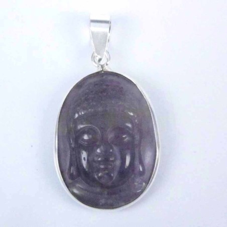 Pendant Buddha Face med. ametisth