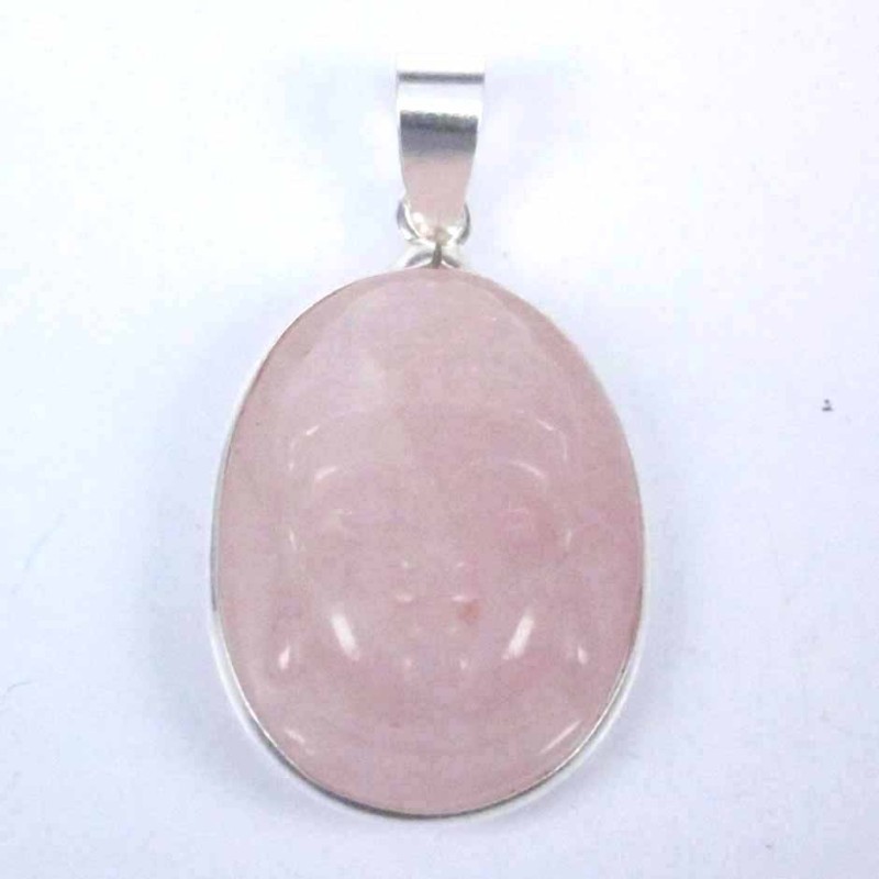 Pendant Buddha Face med. Rose Quartz