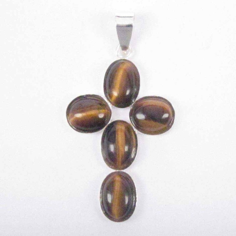 Pend. cross stone 6x8mm. Tiger Eye