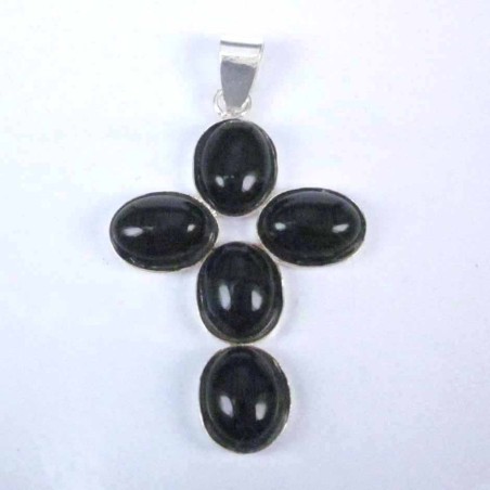 Pend. cross stone 6x8mm. Onix