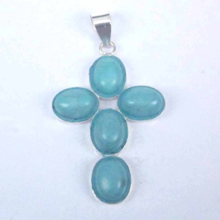 Pend. cross stone 6x8mm. Turquoise