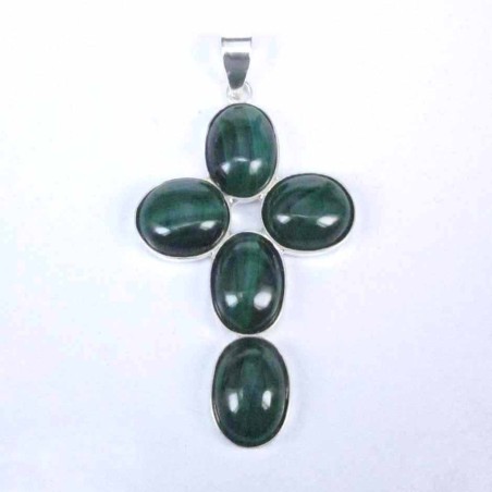 Pend. cross stone 8x10mm. Malachite