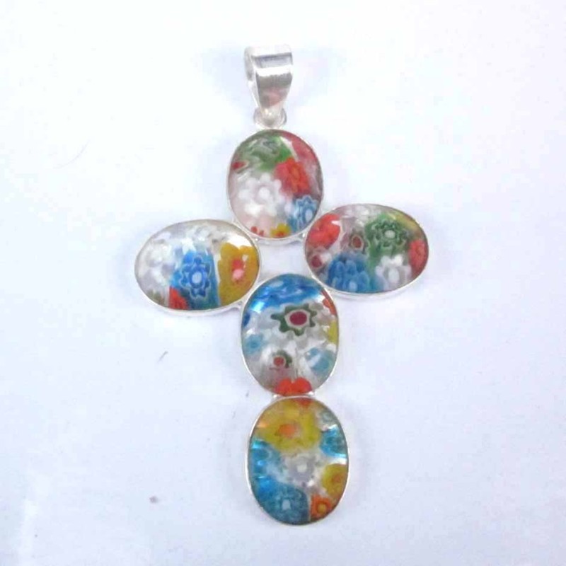 Pend. cross stone 8x10mm. Murano