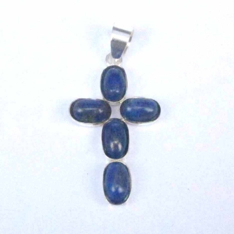 Pend. cross stone 4x6mm. Lapis