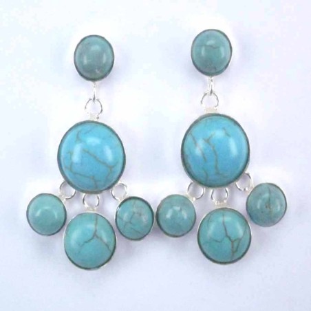 Ea hand fan 5 stones Turquoise