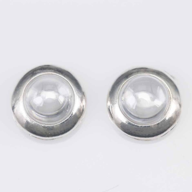 Eaarring Round 12mm. Stone White color