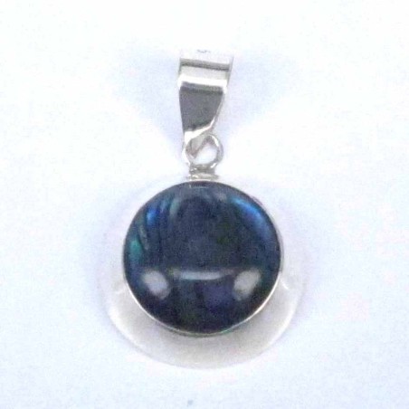 Pend. Round Stone 10mm. Blue Abalon