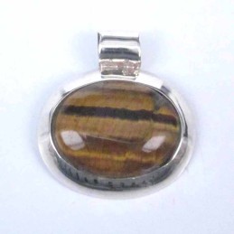 Pend. Oval Oposite Stone 13x18mm. Tiger Eye