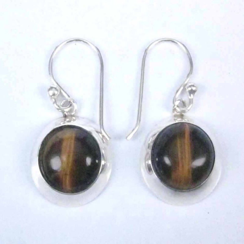 Ea Round stone 10mm. hook Tiger Eye