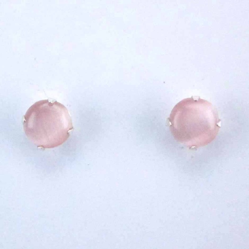 Ea cabochon Stone 6mm. Cat Eye Rose Color