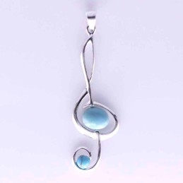 Pendant Sol Key 2 Stones Turquoise