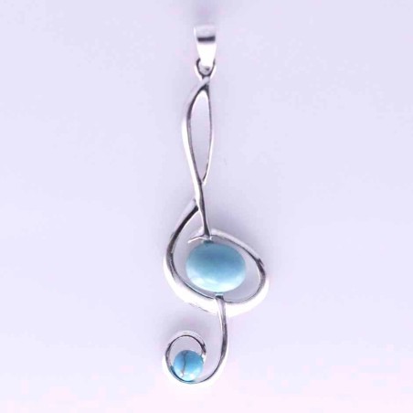 Pendant Sol Key 2 Stones Turquoise
