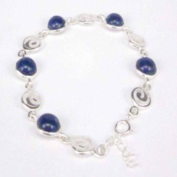 Bracelet Round Stones 8mm. Lapis
