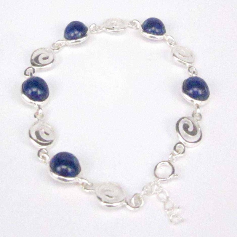 Bracelet Round Stones 8mm. Lapis