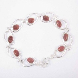 Bracelet Oval with Stone 4x6mm. Sun Stone