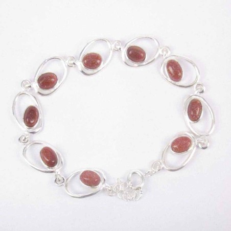Bracelet Oval with Stone 4x6mm. Sun Stone