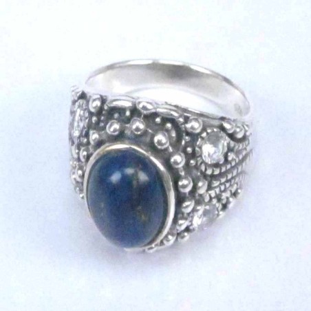 Ring 4 cz stone 8x10mm. Lapis