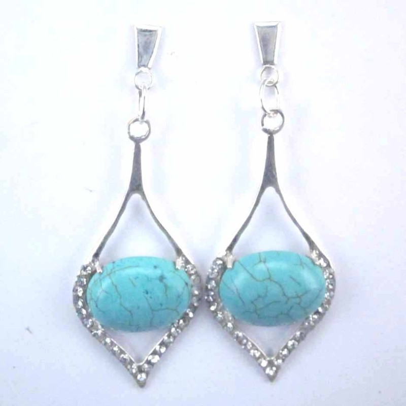 Ea Drop 42mm. crystal+Stone 12x16mm. Turquoise