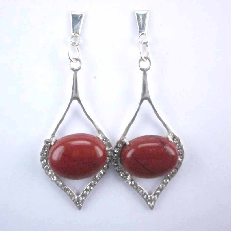 Ea Drop 42mm. crystal+Stone 12x16mm. Red Jasper
