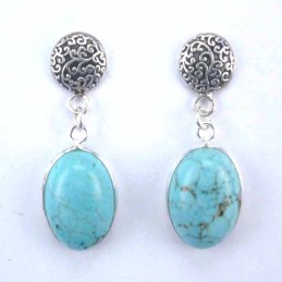 Ea Roung plain with oval stone 10x14mm. Turquoise