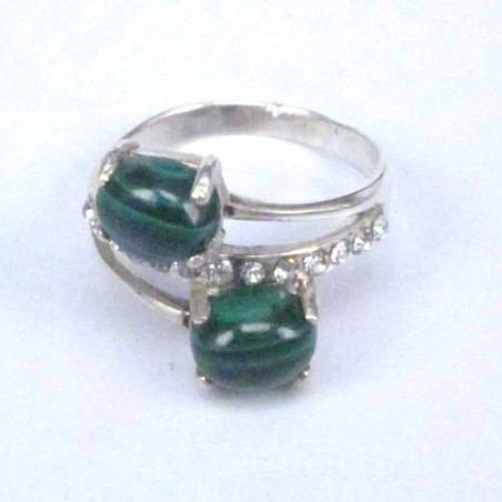 Ring 2 Stone 6x8mm.+crystal Malachite